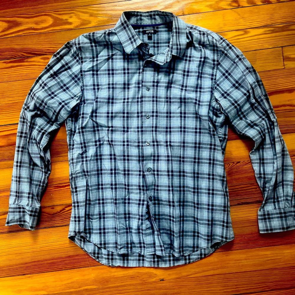 Apt 9 Medium Black Gray Red Oxford Shirt